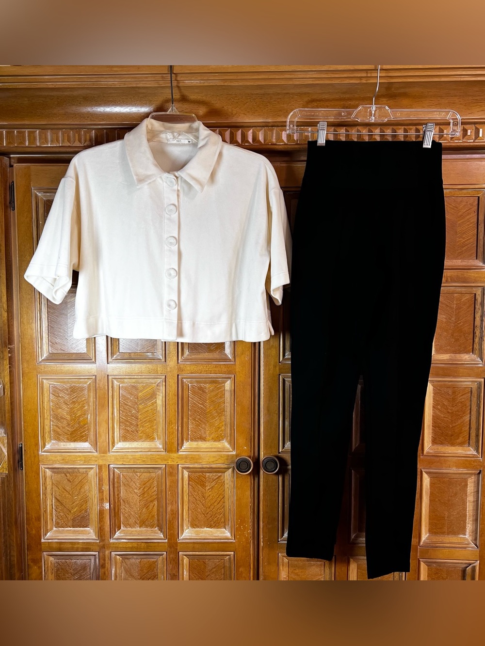 Zara Girls 2-Piece Black & White Outfit – Polished Top & Black Knit Pants